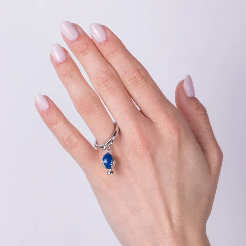 Anello in Metallo con pumo blu - BYSIMON gioielli