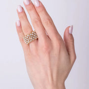 Anello in Metallo con cristalli trasparenti placcato oro