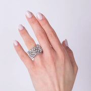 Anello in Metallo con cristalli trasparenti placcato rodio