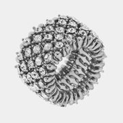 Anello in Metallo con cristalli trasparenti placcato rodio