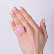 Anello in Metallo con cristallo rosa