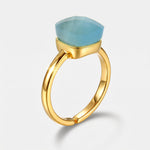 Anello in Metallo con cristallo quadrato turchese - BYSIMON gioielli