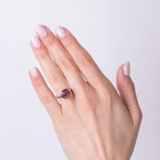 Anello in Metallo con cristallo quadrato marrone