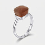 Anello in Metallo con cristallo quadrato marrone - BYSIMON gioielli