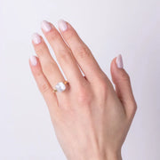 Anello in Metallo con cristallo quadrato bianco