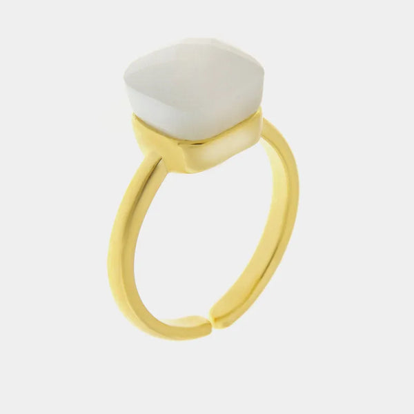 Anello in Metallo con cristallo quadrato bianco - BYSIMON gioielli