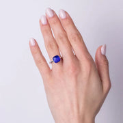 Anello in Metallo con cristallo quadrato blu
