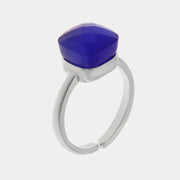 Anello in Metallo con cristallo quadrato blu