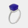 Anello in Metallo con cristallo quadrato blu