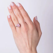 Anello in Metallo con cristallo quadrato rosa cipria