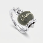 Anello in Metallo con campanella grigia scritta capri