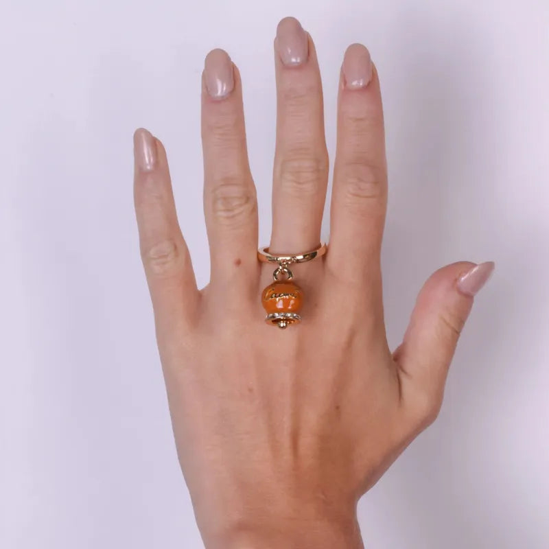 Anello in Metallo con campanella arancione scritta capri