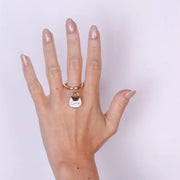 Anello in Metallo con borsa bianca scritta capri