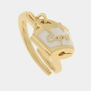 Anello in Metallo con borsa bianca scritta capri