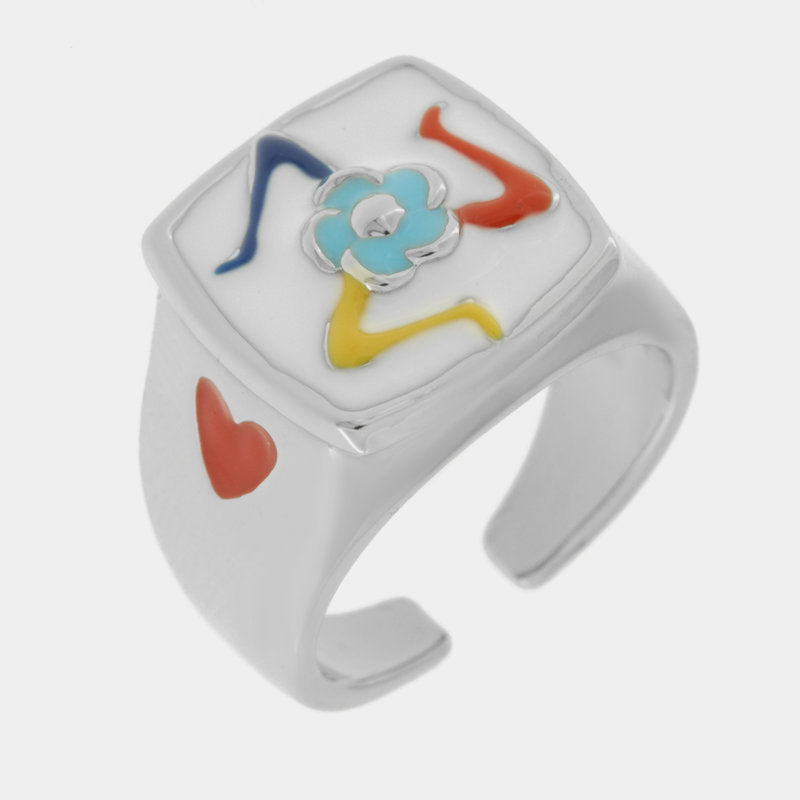 Anello in Metallo quadrato con Trinacria - BYSIMON gioielli