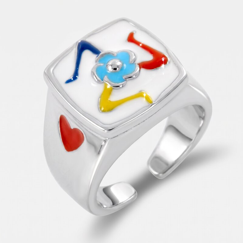 Anello in Metallo quadrato con Trinacria - BYSIMON gioielli