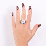 Anello in Metallo quadrato con Trinacria