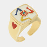 Anello in Metallo quadrato con Trinacria placcato oro - BYSIMON gioielli