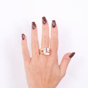 Anello in Metallo quadrato con Trinacria placcato oro