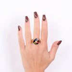 Anello in Metallo rotondo con Trinacria nero - BYSIMON gioielli
