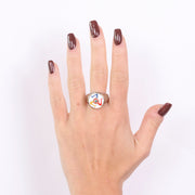 Anello in Metallo rotondo con Trinacria con contorno oro