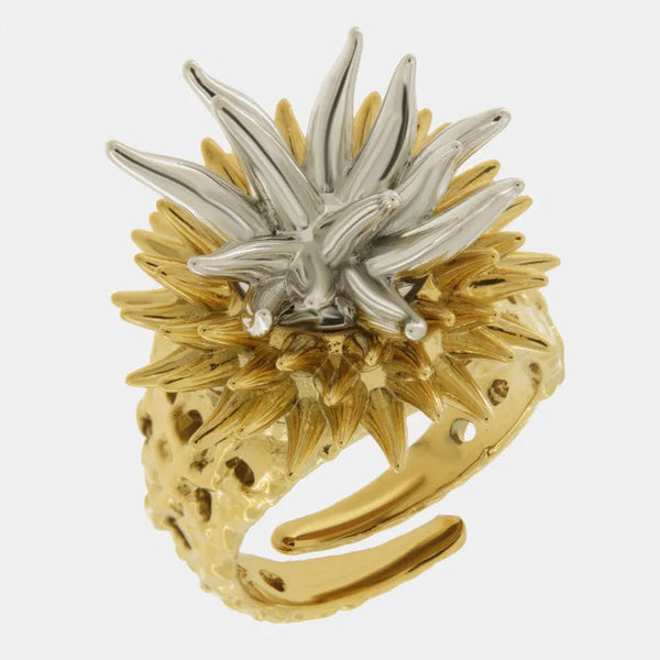 Anello in Metallo con riccio di mare placcato oro e argento - BYSIMON gioielli