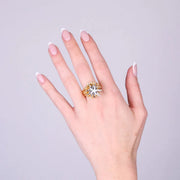 Anello in Metallo con riccio di mare placcato oro e argento e stella bianca