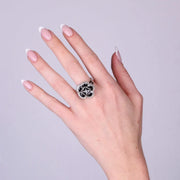 Anello in Metallo con fiore nero