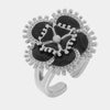Anello in Metallo con fiore nero