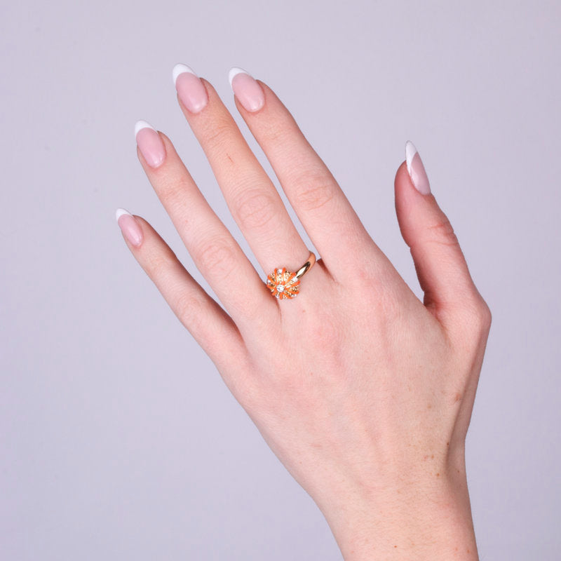 Anello in Metallo con riccio arancio - BYSIMON gioielli