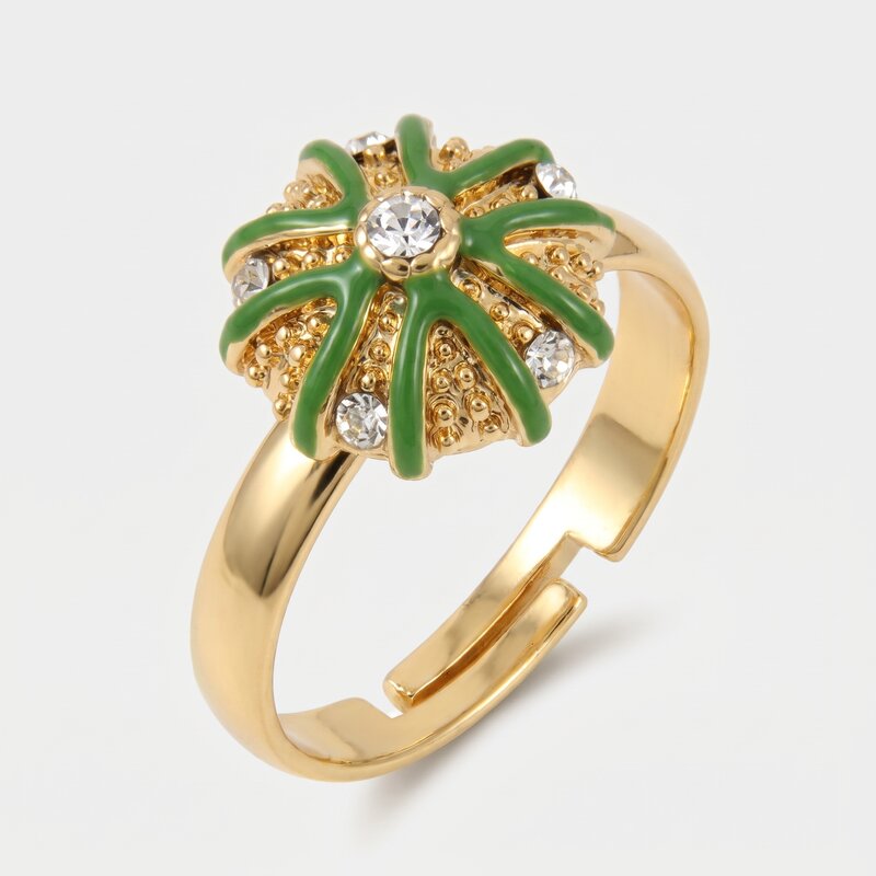 Anello in Metallo con riccio verde - BYSIMON gioielli