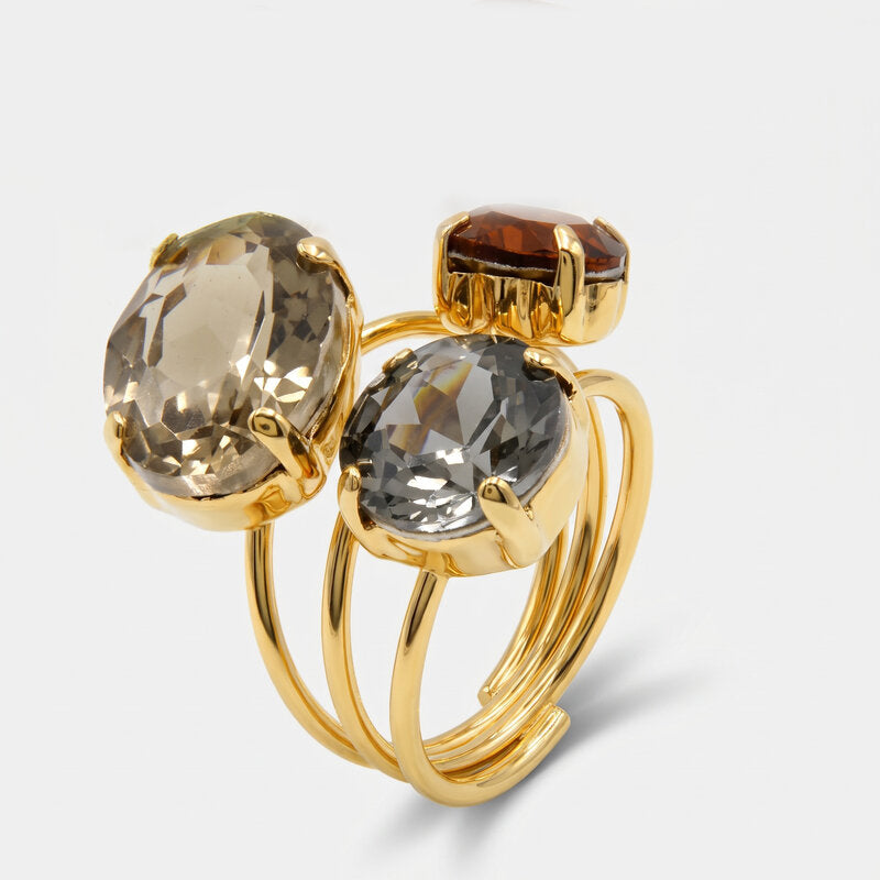 Anello in Metallo cristalli colorati - BYSIMON gioielli