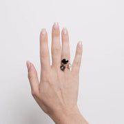 Anello in Metallo cristalli neri e viola