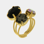 Anello in Metallo cristalli neri e viola - BYSIMON gioielli