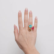 Anello in Metallo cristalli colorati