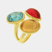 Anello in Metallo cristalli colorati