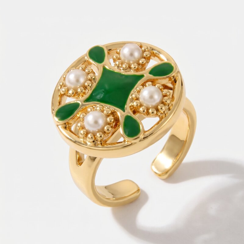 Anello in Metallo maiolica verde - BYSIMON gioielli
