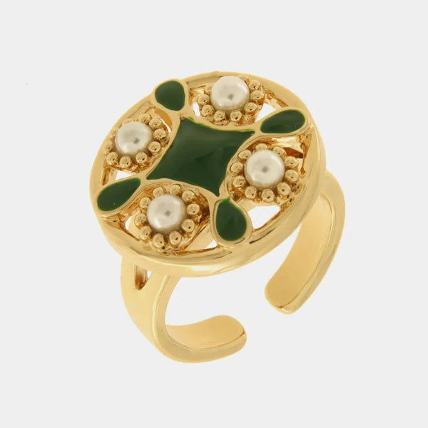 Anello in Metallo maiolica verde - BYSIMON gioielli
