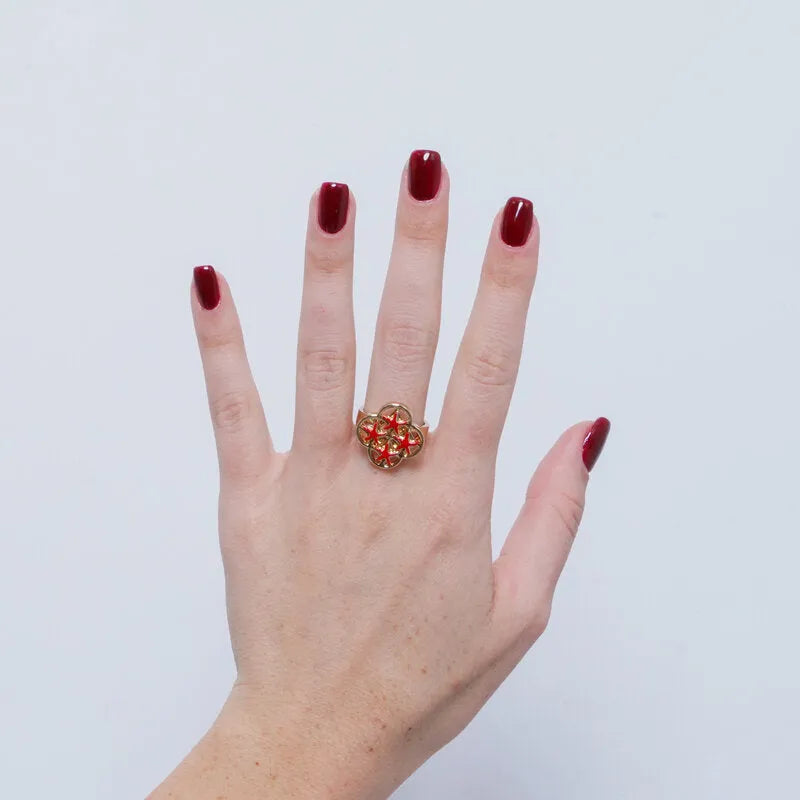Anello in Metallo stelle marine rosse - BYSIMON gioielli