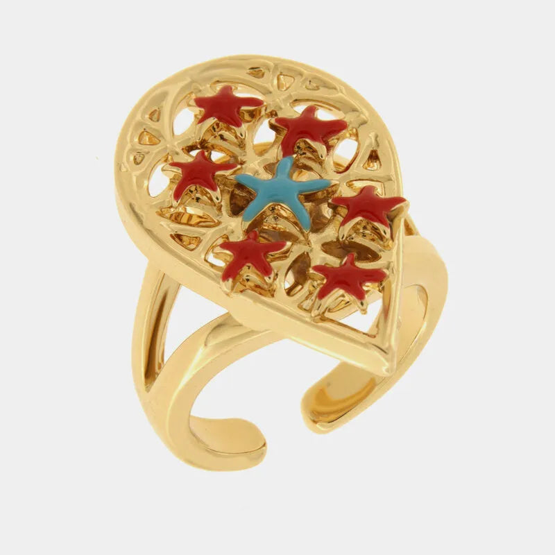 Anello in Metallo stelle marine rosse - BYSIMON gioielli