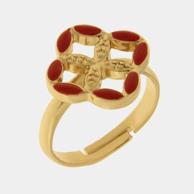 Anello in Metallo maiolica rossa - BYSIMON gioielli