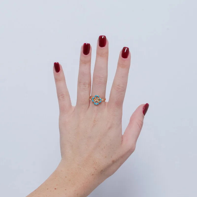 Anello in Metallo maiolica azzurra - BYSIMON gioielli