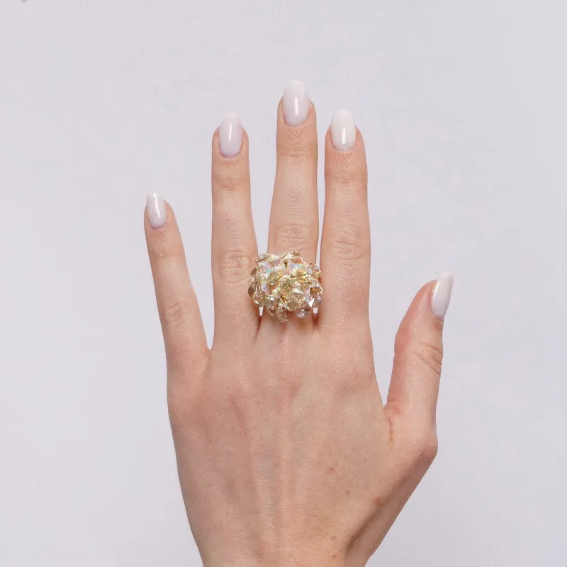 Anello in Metallo elastico donna paillettes champagne