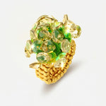 Anello in Metallo elastico donna paillettes verde iridescenti placcato oro - BYSIMON gioielli