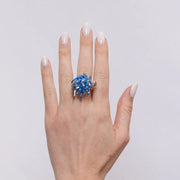 Anello in Metallo elastico donna paillettes blu grigio