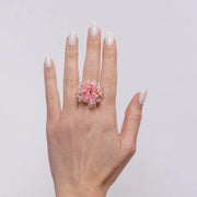 Anello in Metallo elastico donna paillettes rosa fucsia iridescenti