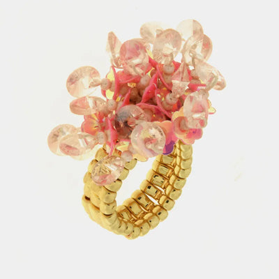Anello in Metallo elastico donna paillettes rosa fucsia iridescenti