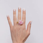 Anello in Metallo elastico donna paillettes rosa quarzo iridescenti