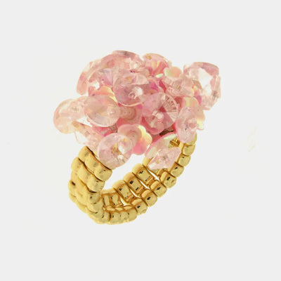Anello in Metallo elastico donna paillettes rosa quarzo iridescenti AMOVENEZIA - gioiello BySimon