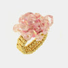Anello in Metallo elastico donna paillettes rosa quarzo iridescenti